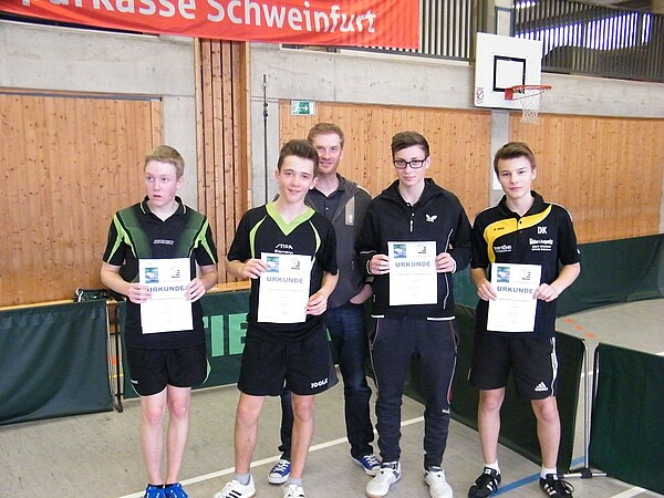 v.l.: M.Schüll, F.Brack, stv.KJW A.Strauß, M.Schymura, D.Köhler